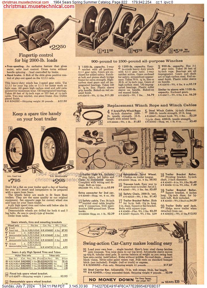 1964 Sears Spring Summer Catalog, Page 822