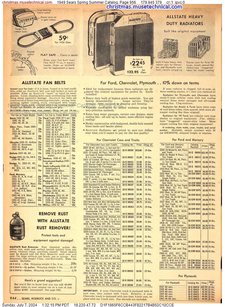 1949 Sears Spring Summer Catalog, Page 956
