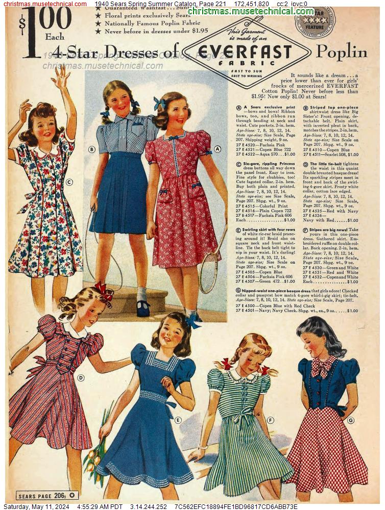 1940 Sears Spring Summer Catalog, Page 221
