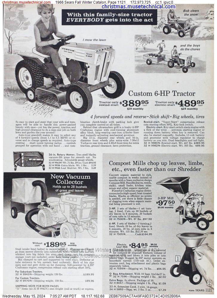 1966 Sears Fall Winter Catalog, Page 1121