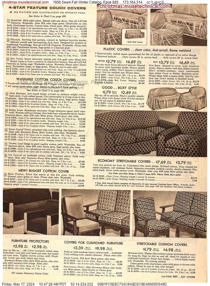 1956 Sears Fall Winter Catalog, Page 885