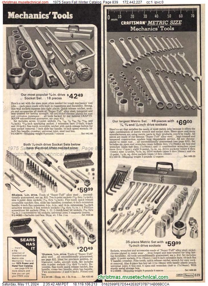 1975 Sears Fall Winter Catalog, Page 839