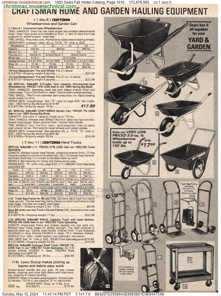 1983 Sears Fall Winter Catalog, Page 1016