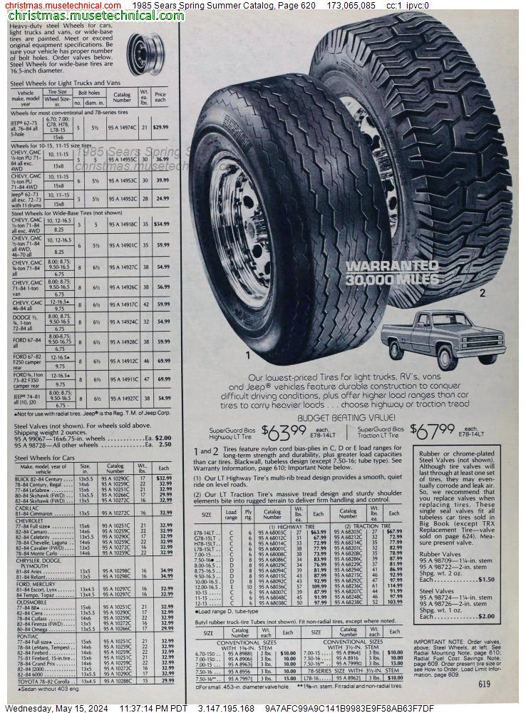 1985 Sears Spring Summer Catalog, Page 620