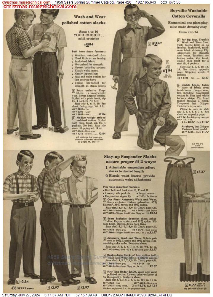 1959 Sears Spring Summer Catalog, Page 420