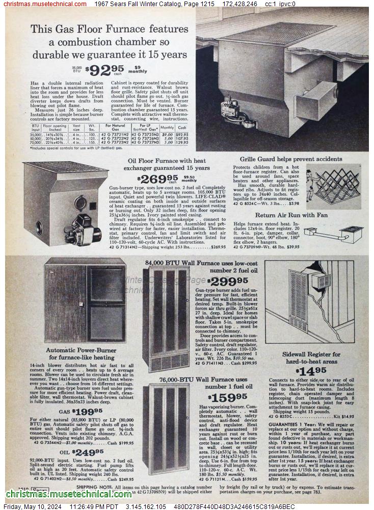 1967 Sears Fall Winter Catalog, Page 1215