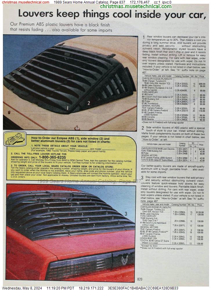 1989 Sears Home Annual Catalog, Page 837