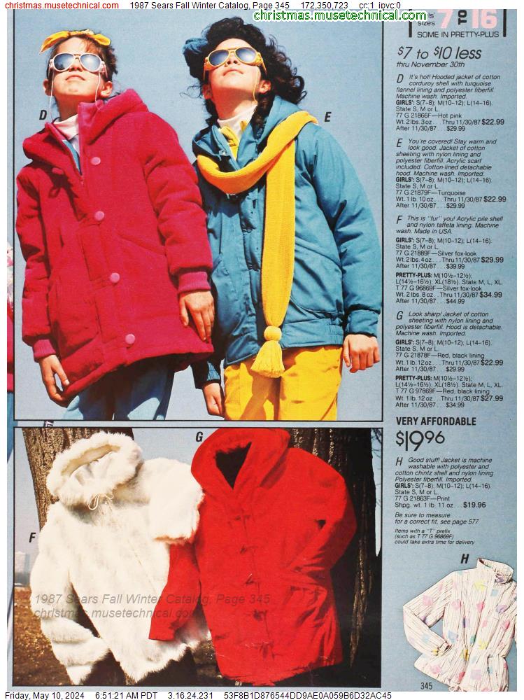 1987 Sears Fall Winter Catalog, Page 345