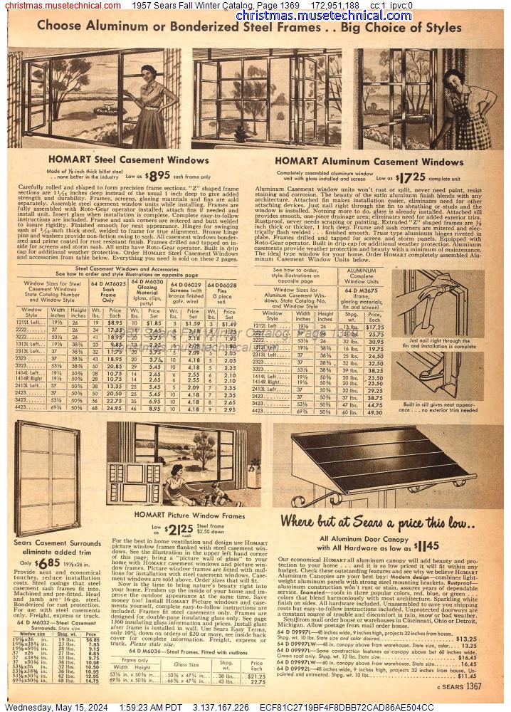 1957 Sears Fall Winter Catalog, Page 1369