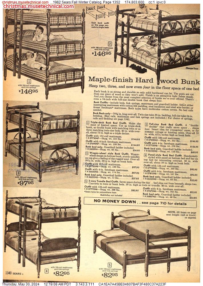 1962 Sears Fall Winter Catalog, Page 1352