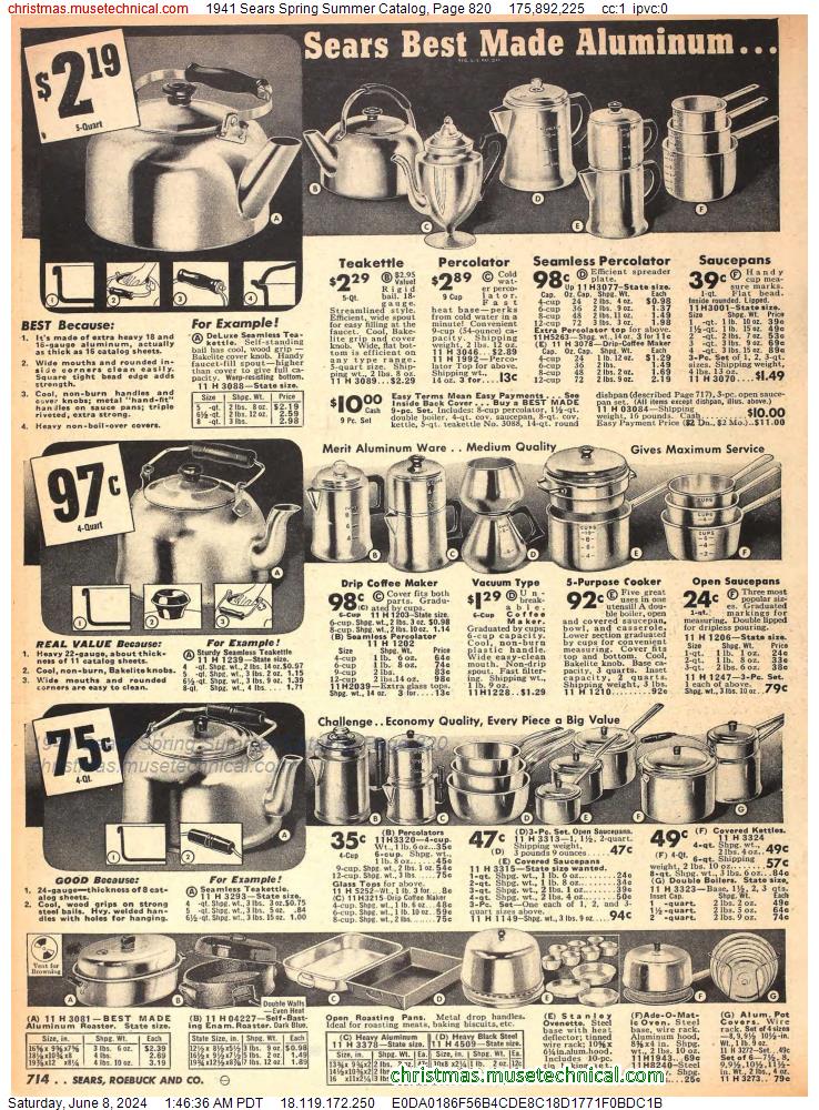 1941 Sears Spring Summer Catalog, Page 820