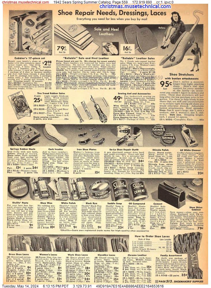 1942 Sears Spring Summer Catalog, Page 559