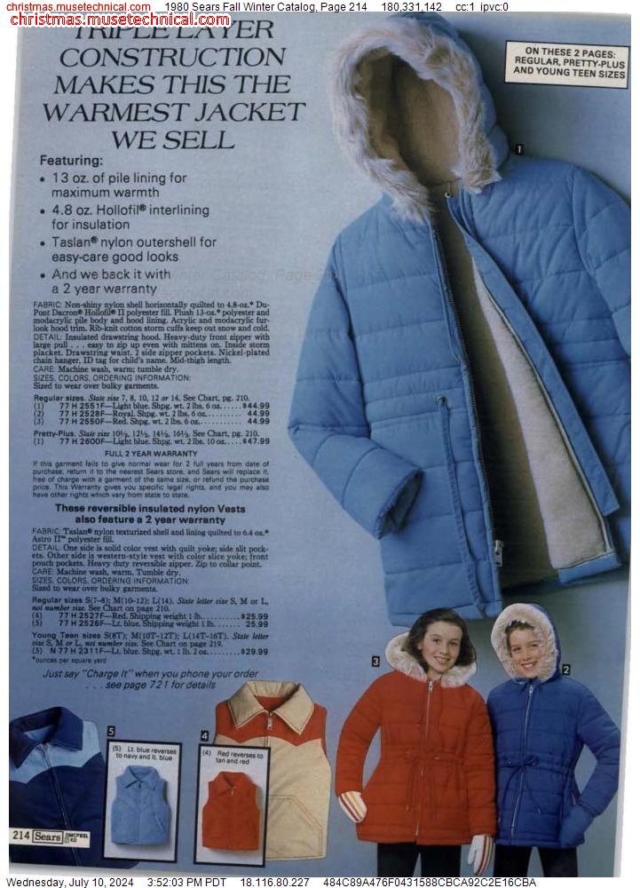 1980 Sears Fall Winter Catalog, Page 214
