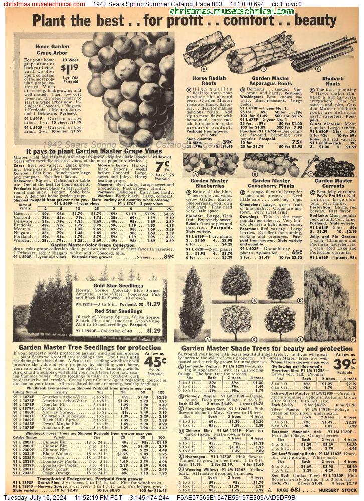 1942 Sears Spring Summer Catalog, Page 803