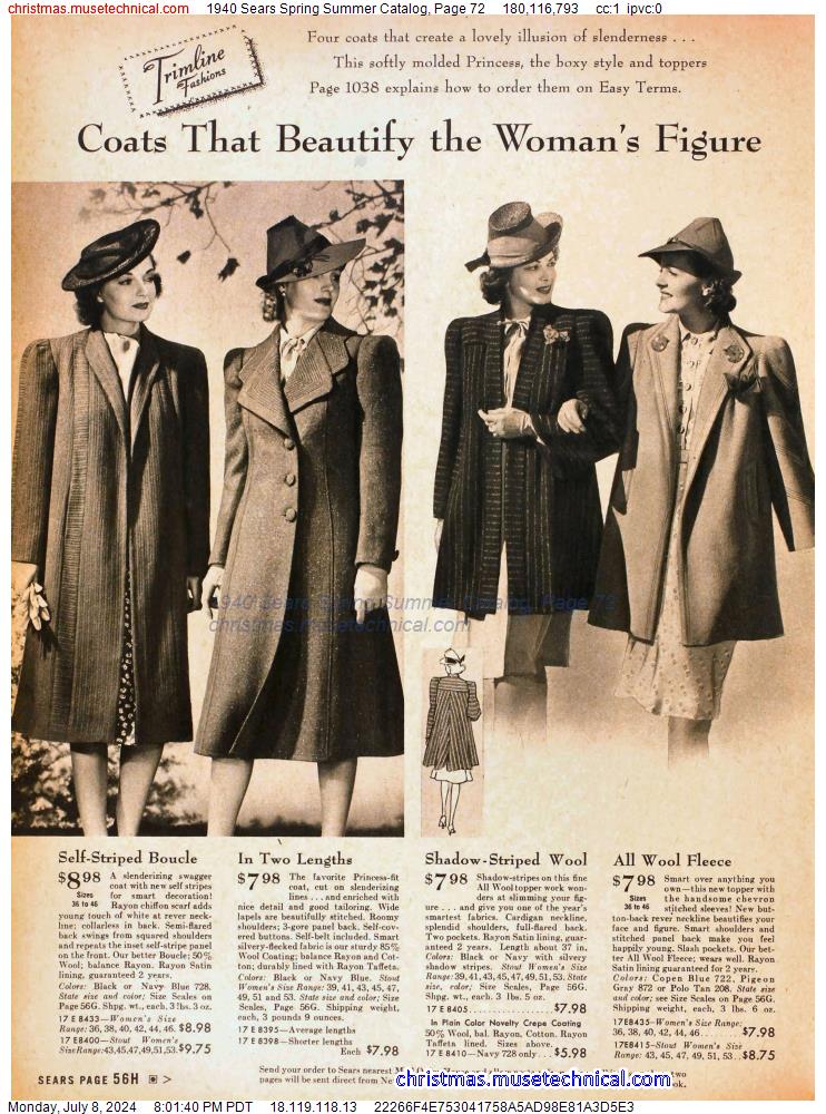 1940 Sears Spring Summer Catalog, Page 72