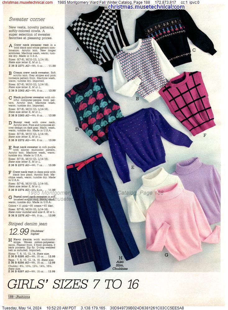 1985 Montgomery Ward Fall Winter Catalog, Page 188