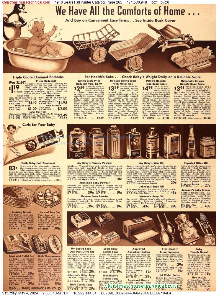 1940 Sears Fall Winter Catalog, Page 265