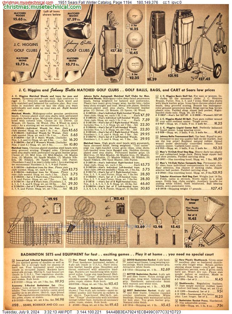 1951 Sears Fall Winter Catalog, Page 1194