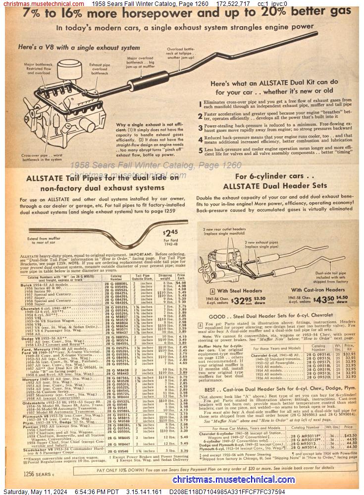 1958 Sears Fall Winter Catalog, Page 1260