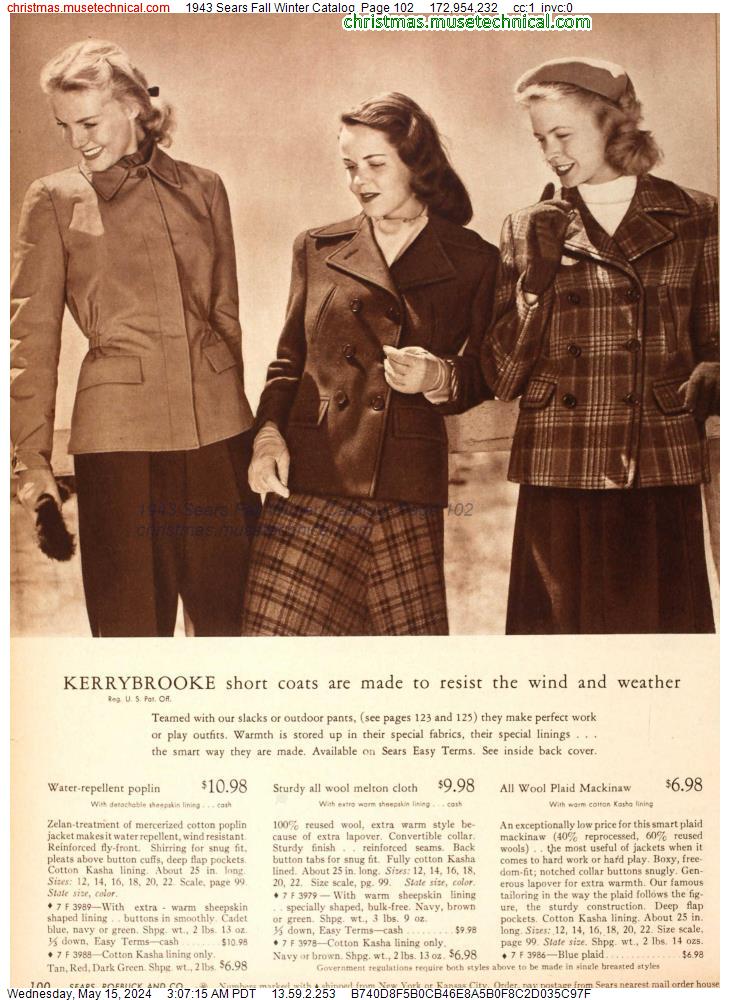 1943 Sears Fall Winter Catalog, Page 102