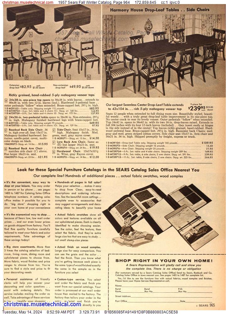 1957 Sears Fall Winter Catalog, Page 964