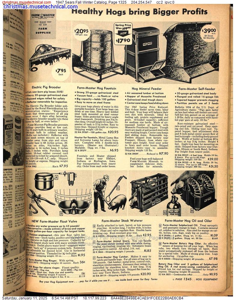 1947 Sears Fall Winter Catalog, Page 1325