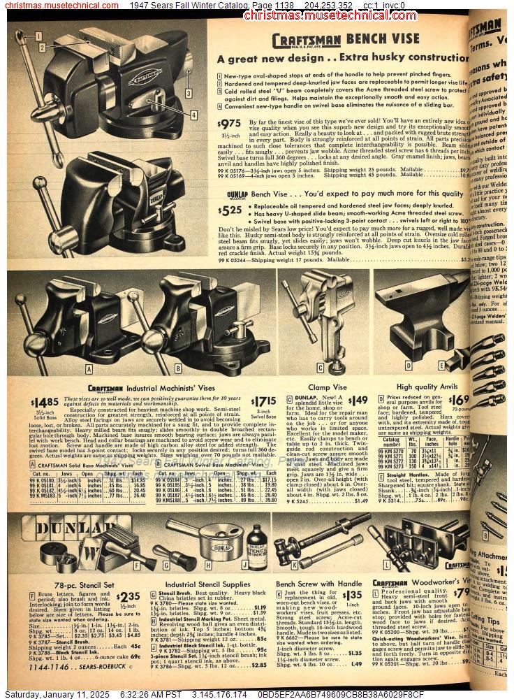 1947 Sears Fall Winter Catalog, Page 1138