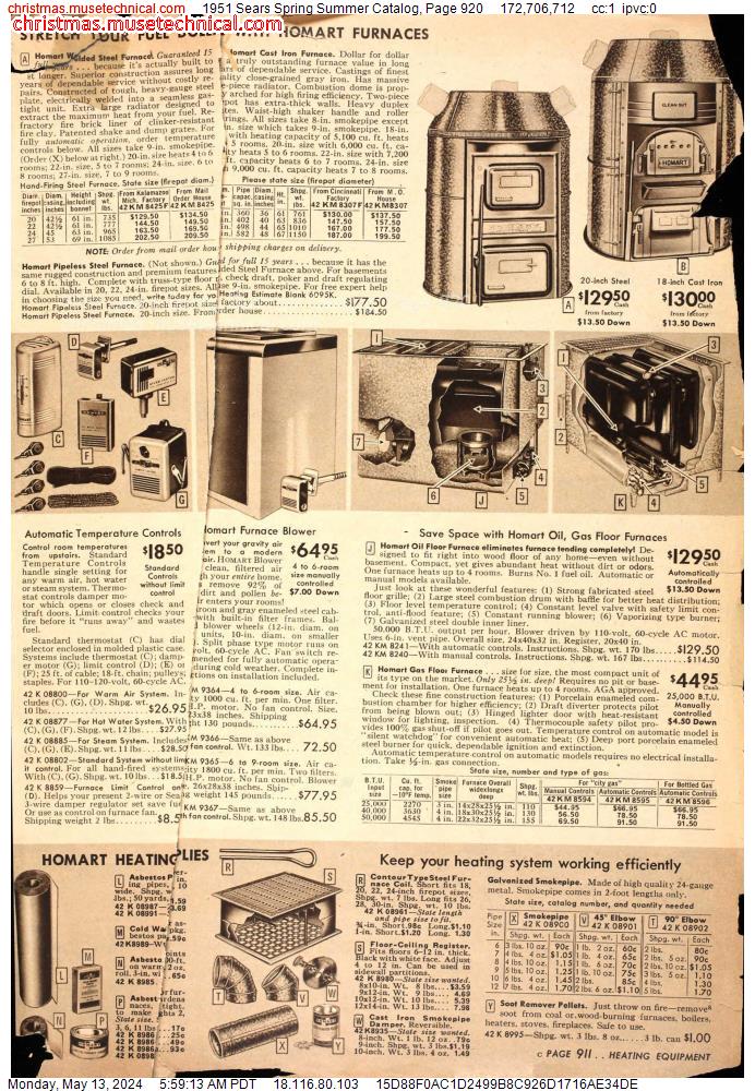 1951 Sears Spring Summer Catalog, Page 920