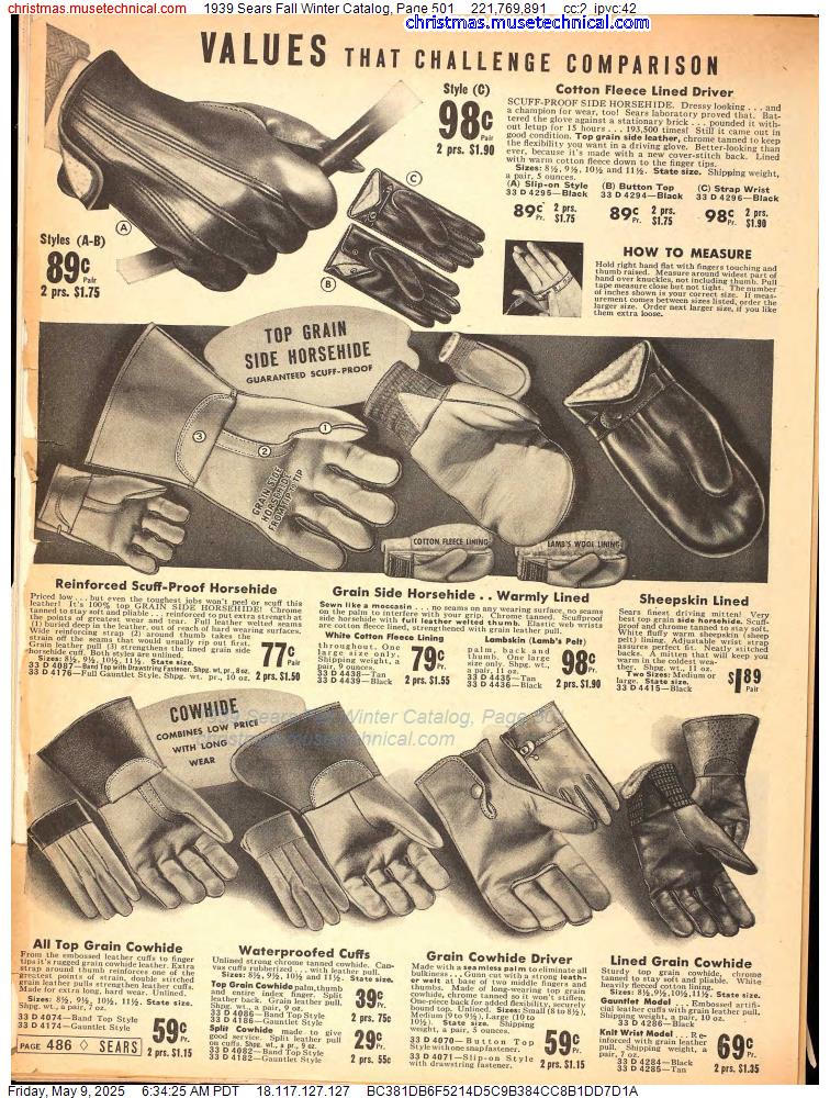 1939 Sears Fall Winter Catalog, Page 501