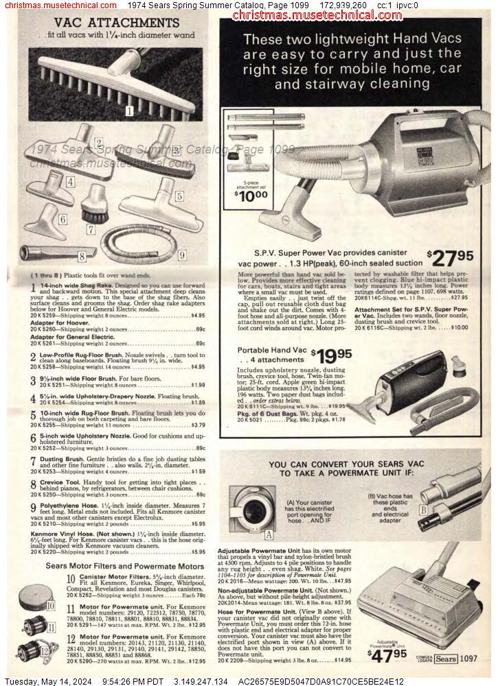 1974 Sears Spring Summer Catalog, Page 1099