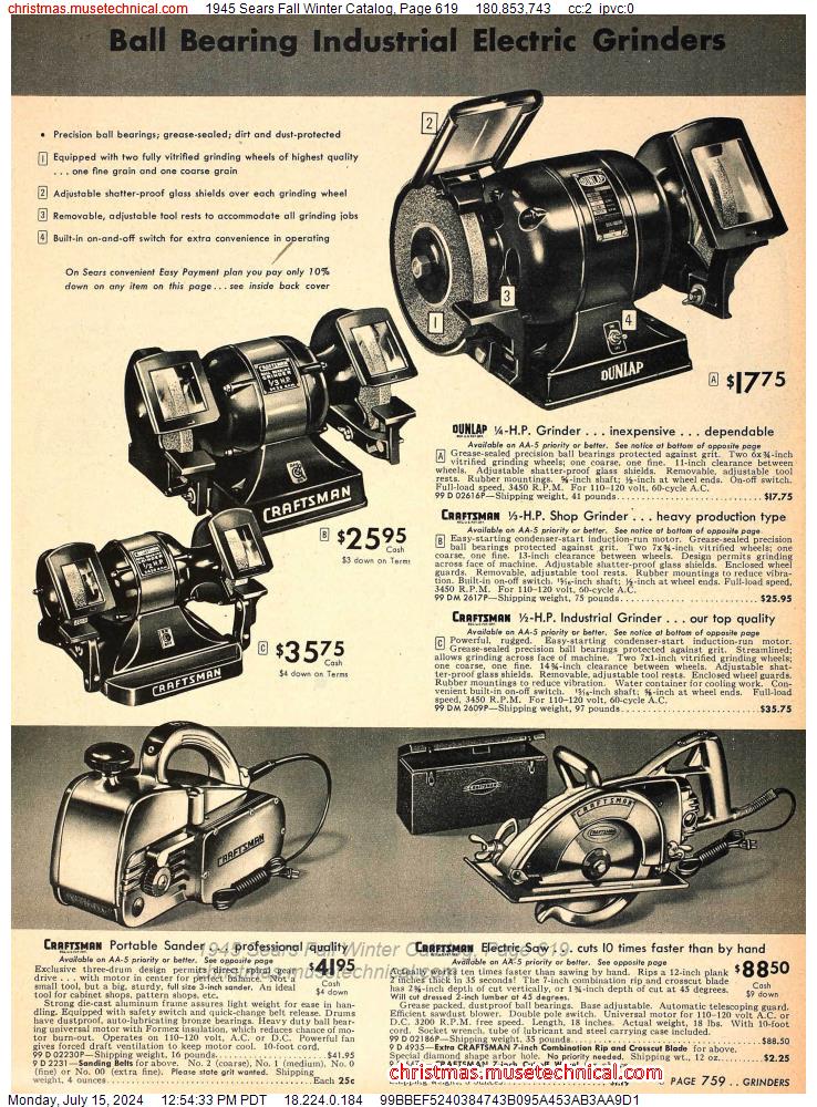 1945 Sears Fall Winter Catalog, Page 619