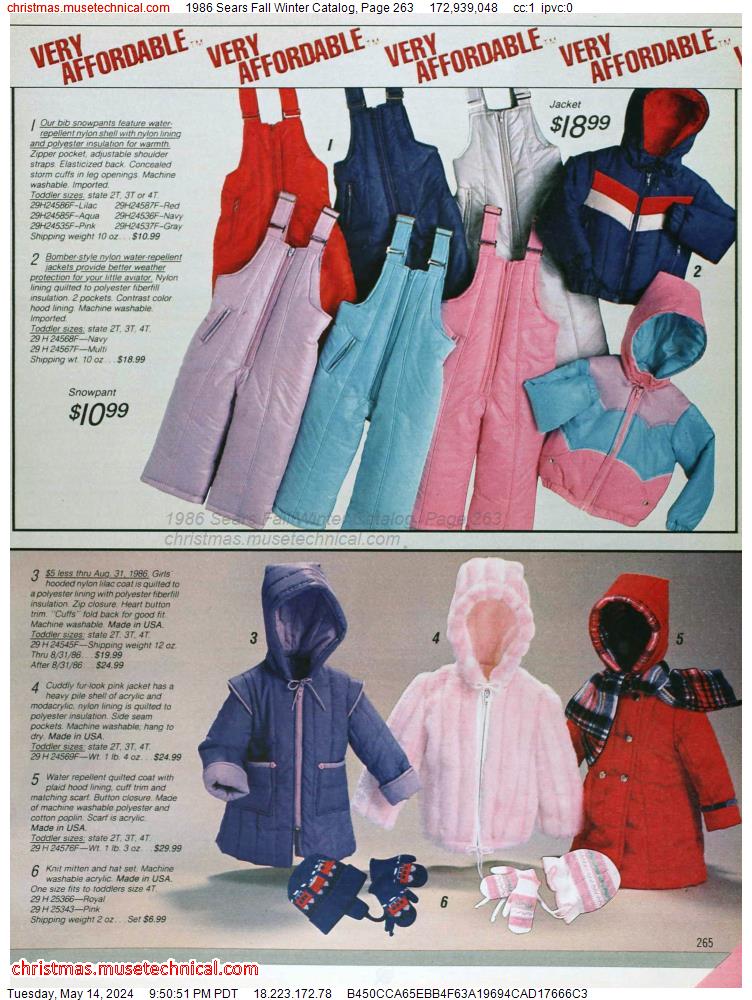 1986 Sears Fall Winter Catalog, Page 263