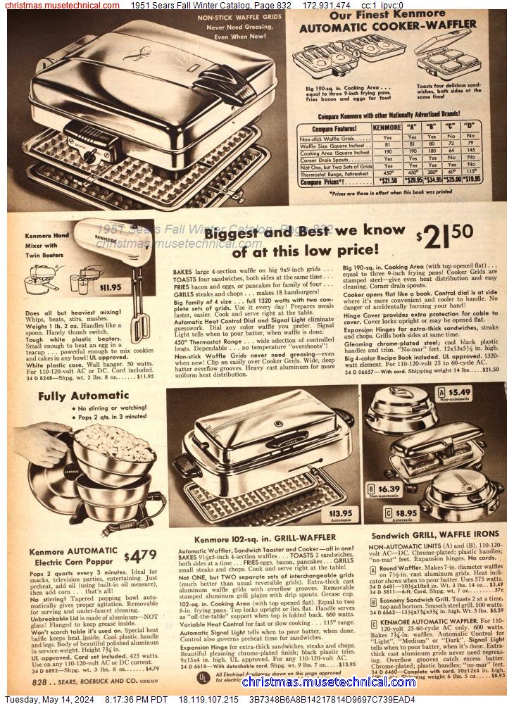 1951 Sears Fall Winter Catalog, Page 832