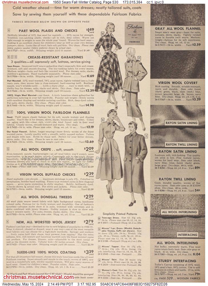 1950 Sears Fall Winter Catalog, Page 530