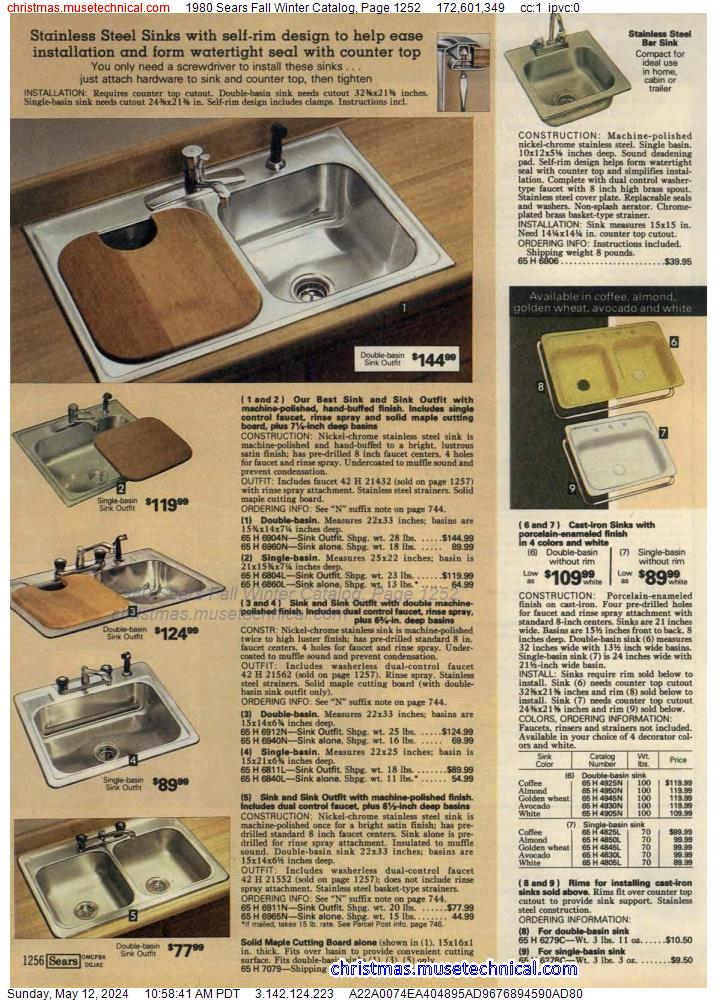 1980 Sears Fall Winter Catalog, Page 1252