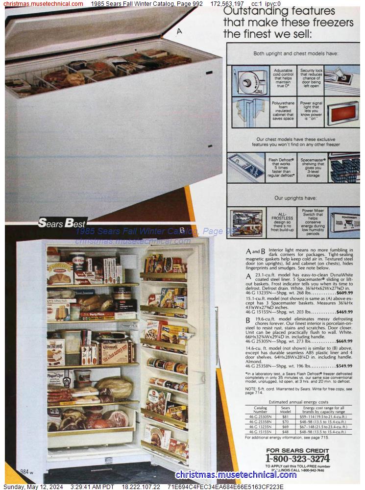 1985 Sears Fall Winter Catalog, Page 992