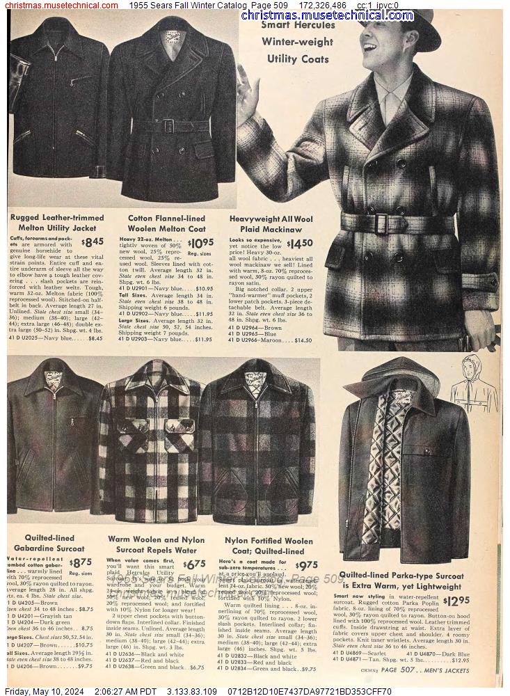 1955 Sears Fall Winter Catalog, Page 509