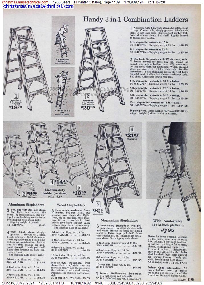 1966 Sears Fall Winter Catalog, Page 1139