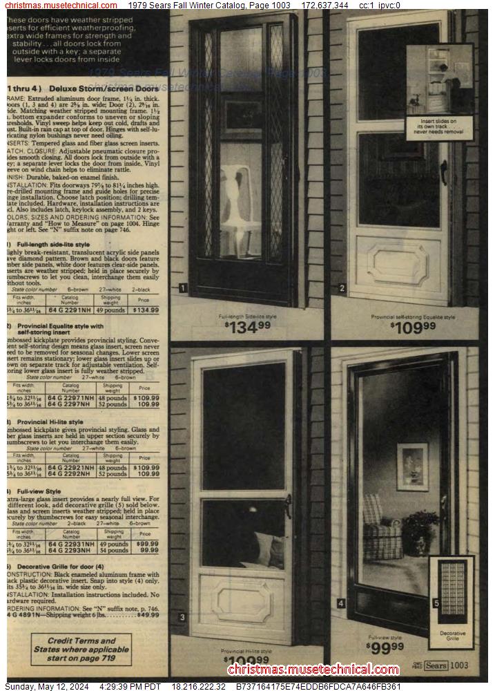 1979 Sears Fall Winter Catalog, Page 1003