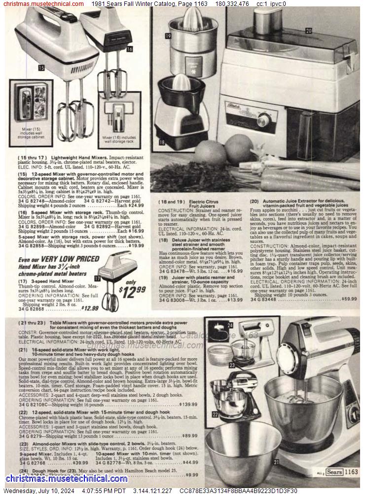 1981 Sears Fall Winter Catalog, Page 1163