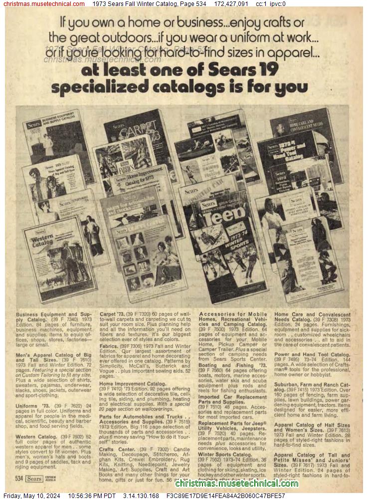 1973 Sears Fall Winter Catalog, Page 534