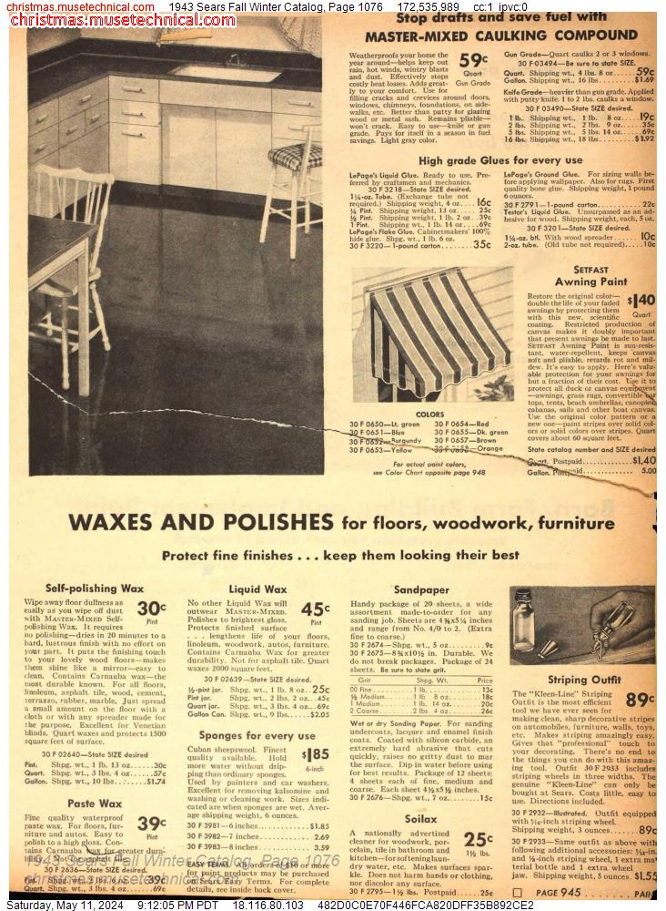 1943 Sears Fall Winter Catalog, Page 1076