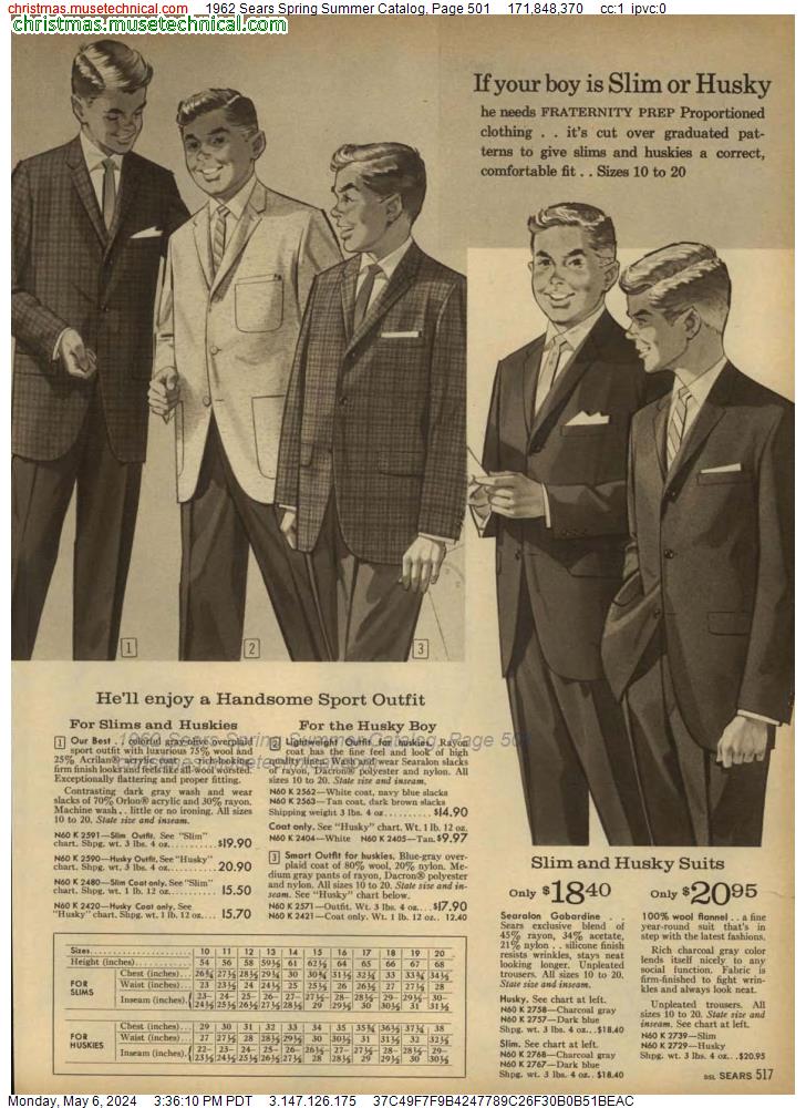 1962 Sears Spring Summer Catalog, Page 501