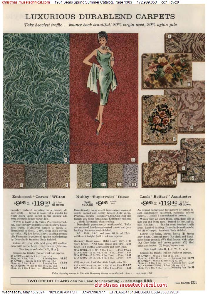 1961 Sears Spring Summer Catalog, Page 1303