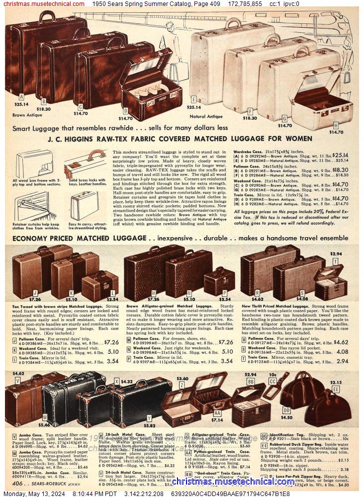 1950 Sears Spring Summer Catalog, Page 409