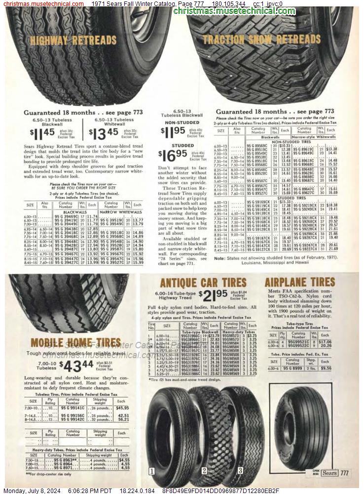 1971 Sears Fall Winter Catalog, Page 777