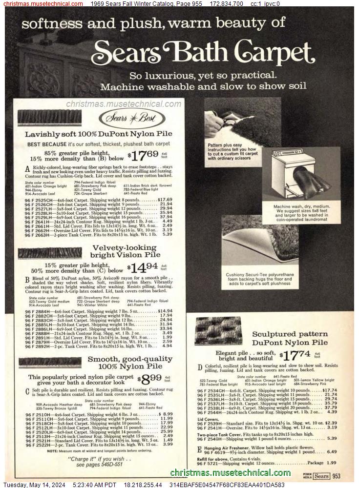 1969 Sears Fall Winter Catalog, Page 955