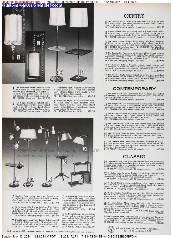 1966 Sears Fall Winter Catalog, Page 1430