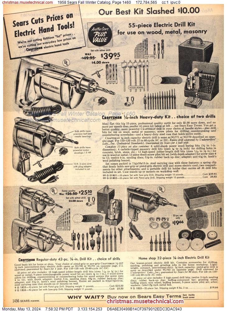 1958 Sears Fall Winter Catalog, Page 1460
