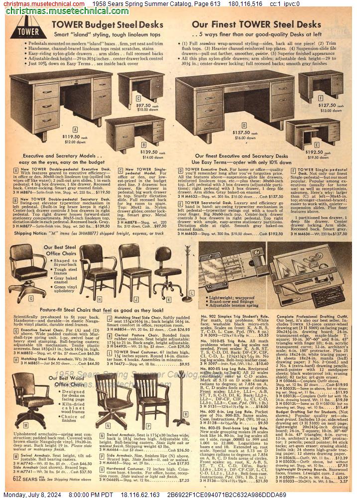 1958 Sears Spring Summer Catalog, Page 613